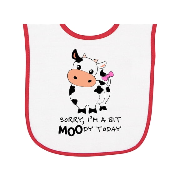 Inktastic Sorry, I'm a Bit Moody Today Cute Cow Pun Baby Terry Cloth Bib