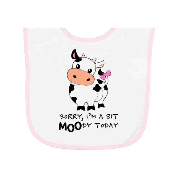 Inktastic Sorry, I'm a Bit Moody Today Cute Cow Pun Baby Terry Cloth Bib