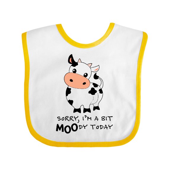 Inktastic Sorry, I'm a Bit Moody Today Cute Cow Pun Boys or Girls Baby Bib