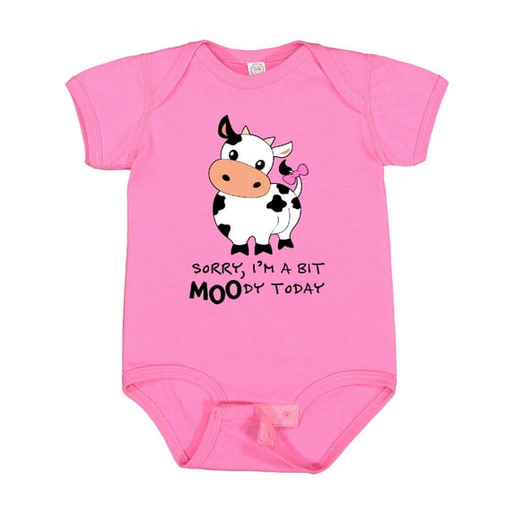 Inktastic Sorry, I'm a Bit Moody Today Cute Cow Pun Boys or Girls Baby Bodysuit