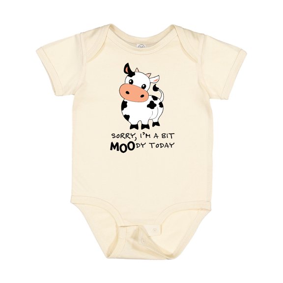 Inktastic Sorry, I'm a Bit Moody Today Cute Cow Pun Boys or Girls Baby Bodysuit