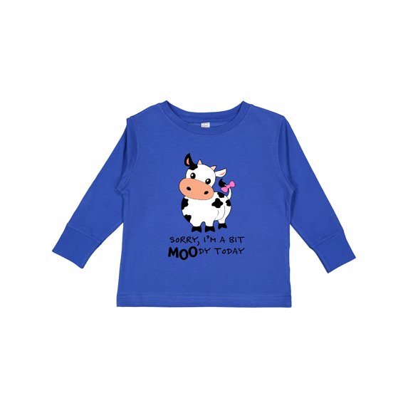 Inktastic Sorry, I'm a Bit Moody Today Cute Cow Pun Boys or Girls Long Sleeve Toddler T-Shirt