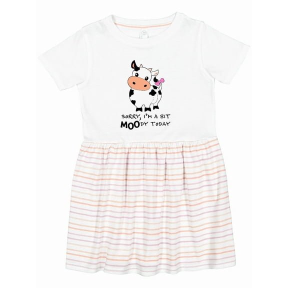 Inktastic Sorry, I'm a Bit Moody Today Cute Cow Pun Girls Toddler Dress