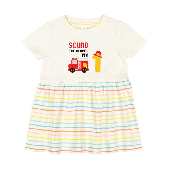 Inktastic Sound the Alarm I'm 1 Fire Truck Girls Baby Dress