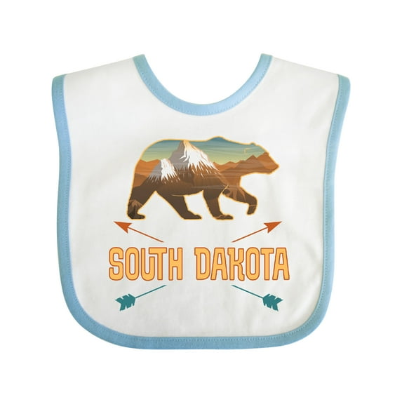 Inktastic South Dakota Vacation Bear Silhouette Boys or Girls Baby Bib