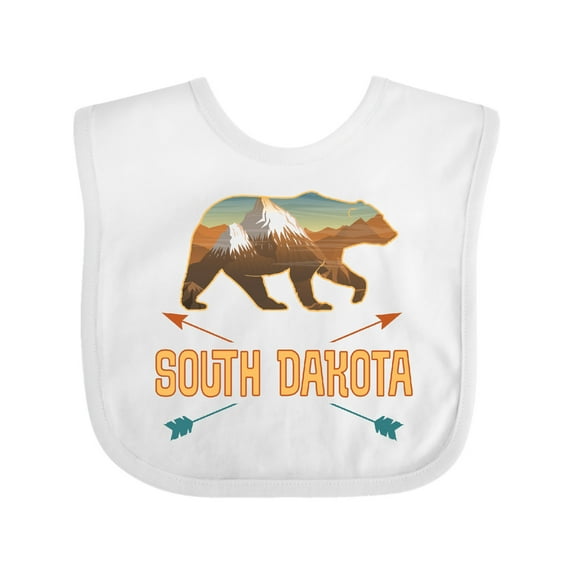 Inktastic South Dakota Vacation Bear Silhouette Boys or Girls Baby Bib