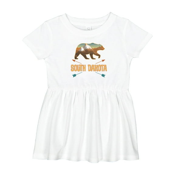 Inktastic South Dakota Vacation Bear Silhouette Girls Baby Dress