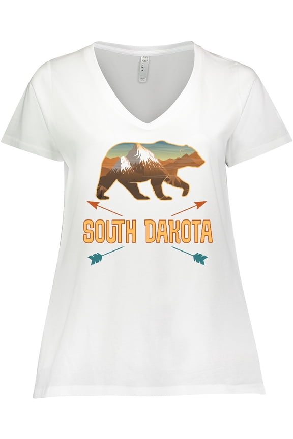 South Dakota Vacation Bear Silhouette Women's Plus Size V-Neck T-Shirt