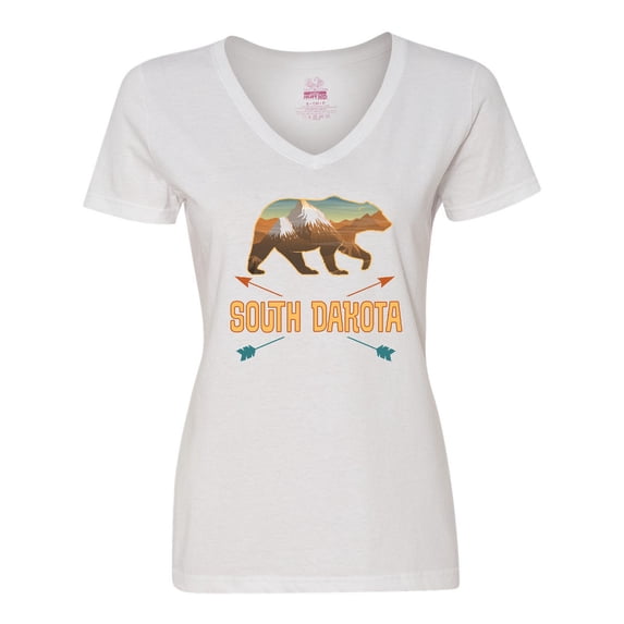 Inktastic South Dakota Vacation Bear Silhouette Women's V-Neck T-Shirt