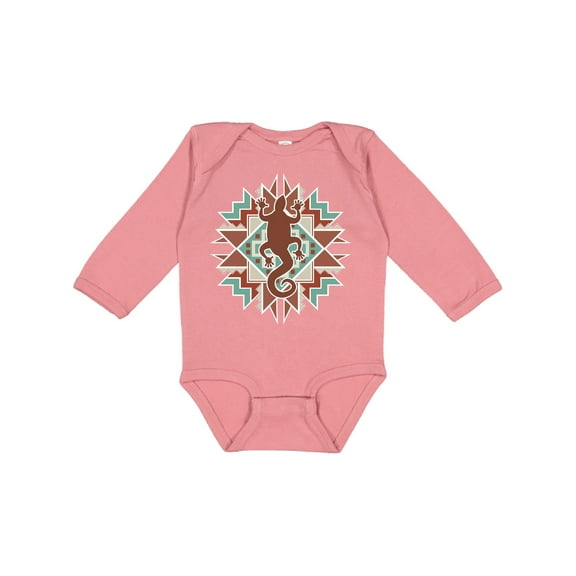 Inktastic Southwestern Native Pattern Lizard Boys or Girls Long Sleeve Baby Bodysuit