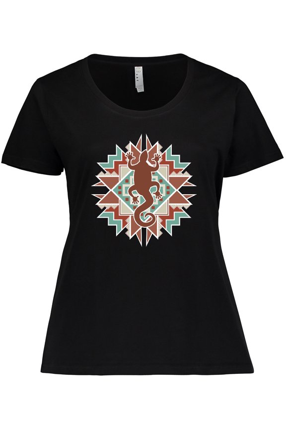 Southwestern Native Pattern Lizard Women's Plus Size T-Shirt