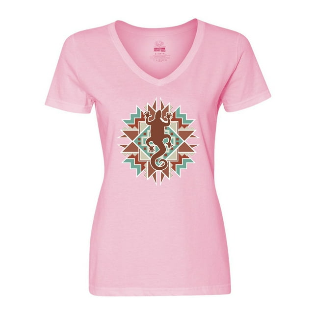 Inktastic Southwestern Native Pattern Lizard Women's V-Neck T-Shirt
