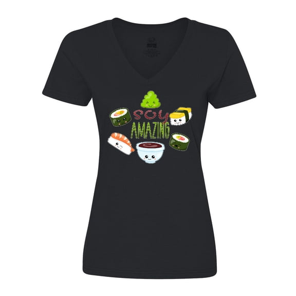 Inktastic Soy Amazing- cute sushi and wasabi Women's V-Neck T-Shirt