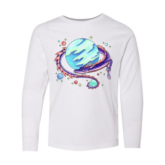 Inktastic Space Dragon and Planet Long Sleeve Youth T-Shirt
