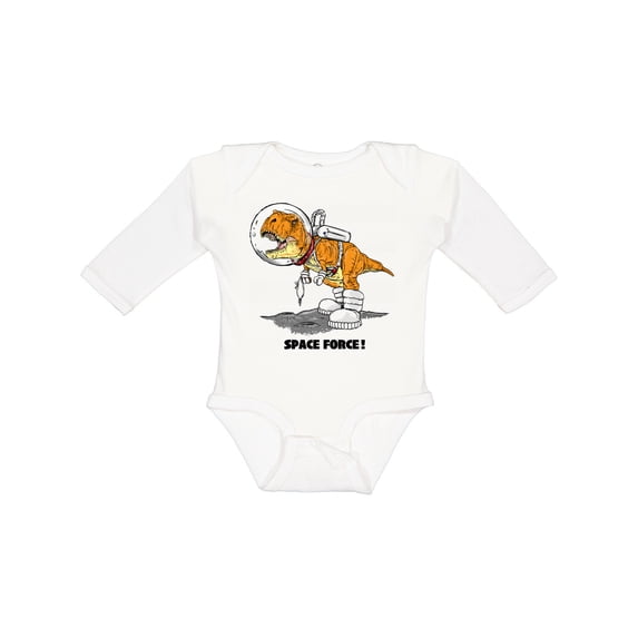 Inktastic Space Force Dinosaur Astronaut Boys or Girls Long Sleeve Baby Bodysuit