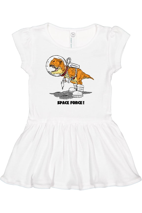 Space Force Dinosaur Astronaut Girls Baby Dress