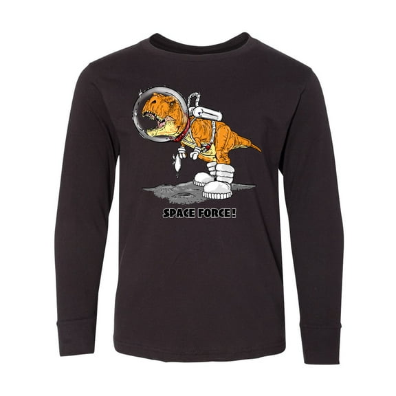 Inktastic Space Force Dinosaur Astronaut Long Sleeve Youth T-Shirt