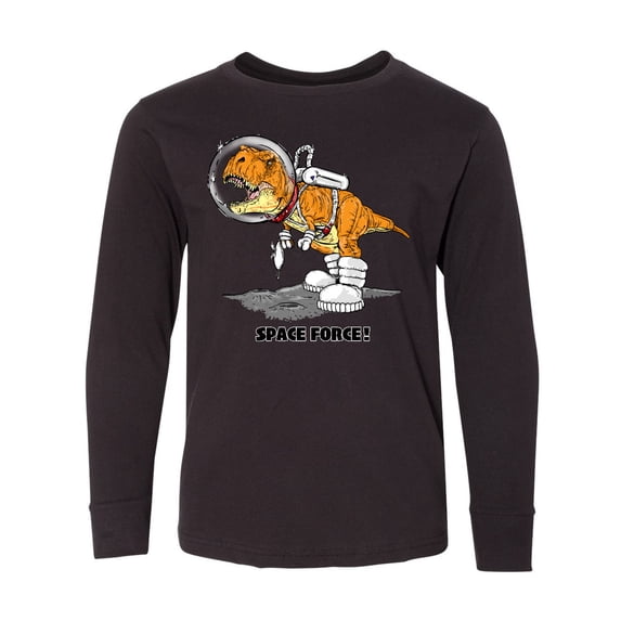 Inktastic Space Force Dinosaur Astronaut Long Sleeve Youth T-Shirt