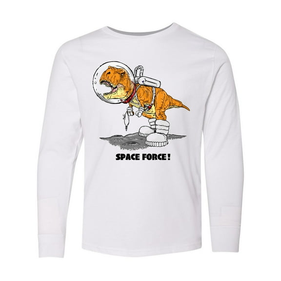 Inktastic Space Force Dinosaur Astronaut Long Sleeve Youth T-Shirt