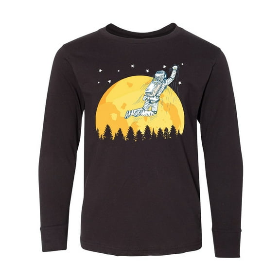 Inktastic Space Outerspace Moon and Astronaut Long Sleeve Youth T-Shirt
