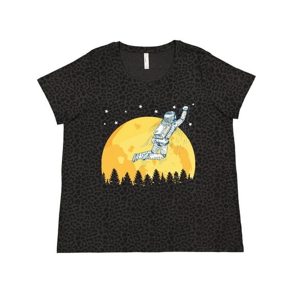 Inktastic Space Outerspace Moon and Astronaut Women's Plus Size T-Shirt