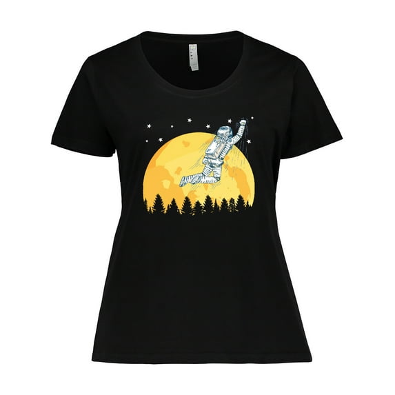 Inktastic Space Outerspace Moon and Astronaut Women's Plus Size T-Shirt