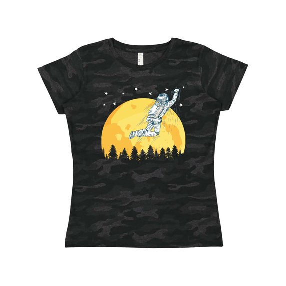 Inktastic Space Outerspace Moon and Astronaut Women's T-Shirt