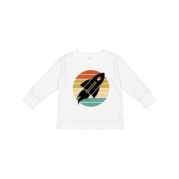 Inktastic Space Rocket Retro Sunset Boys or Girls Long Sleeve Toddler T-Shirt