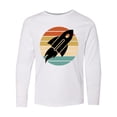 thumbnail image 1 of Inktastic Space Rocket Retro Sunset Long Sleeve Youth T-Shirt, 1 of 5