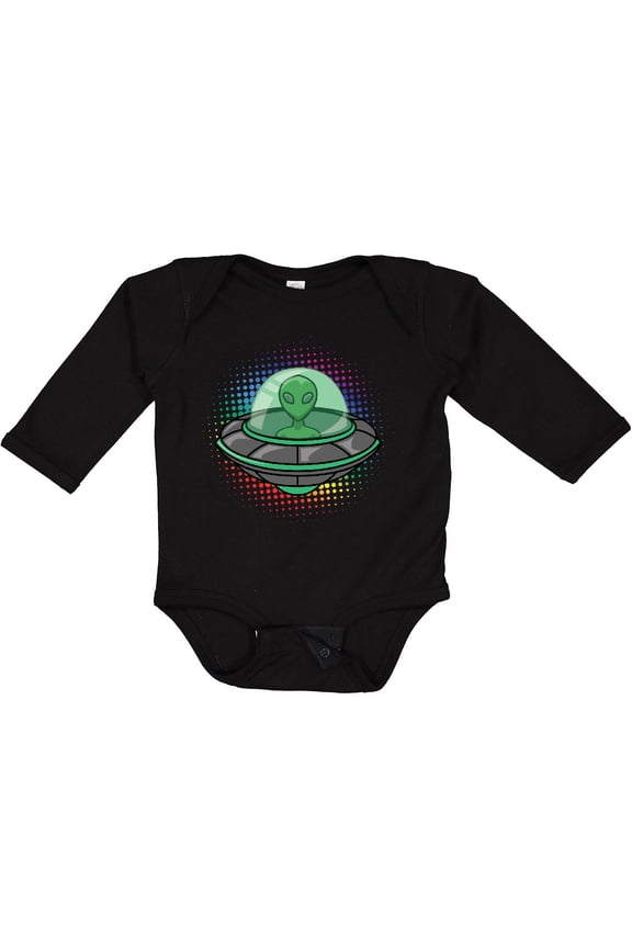Spaceship Funny Alien Outer Space Boys or Girls Long Sleeve Baby Bodysuit