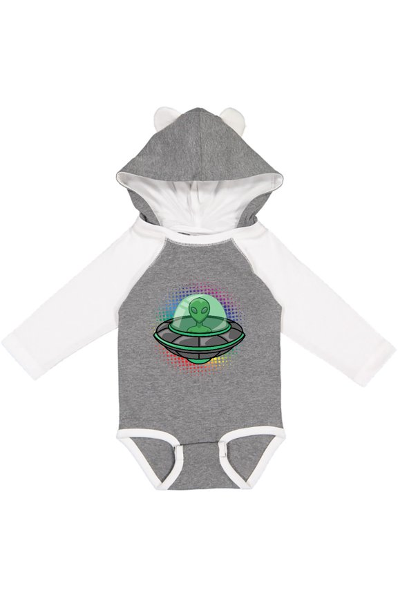 Spaceship Funny Alien Outer Space Boys or Girls Long Sleeve Baby Bodysuit