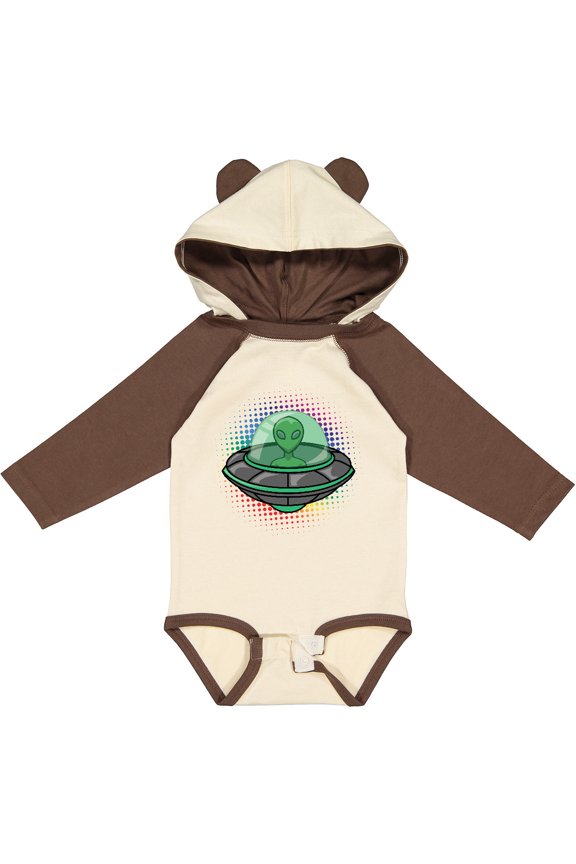 Spaceship Funny Alien Outer Space Boys or Girls Long Sleeve Baby Bodysuit