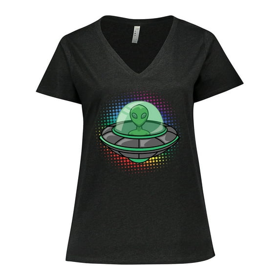 Inktastic Spaceship Funny Alien Outer Space Women's Plus Size V-Neck T-Shirt