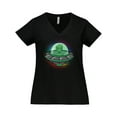 thumbnail image 1 of Inktastic Spaceship Funny Alien Outer Space Women's Plus Size V-Neck T-Shirt, 1 of 5
