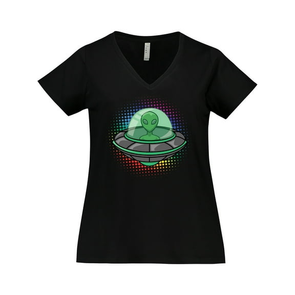 Inktastic Spaceship Funny Alien Outer Space Women's Plus Size V-Neck T-Shirt