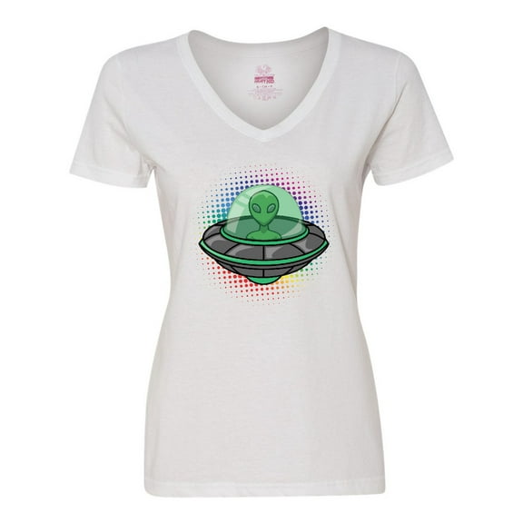 Inktastic Spaceship Funny Alien Outer Space Women's V-Neck T-Shirt