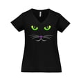 thumbnail image 1 of Inktastic Spooky Cat Face Women's Plus Size V-Neck T-Shirt, 1 of 5