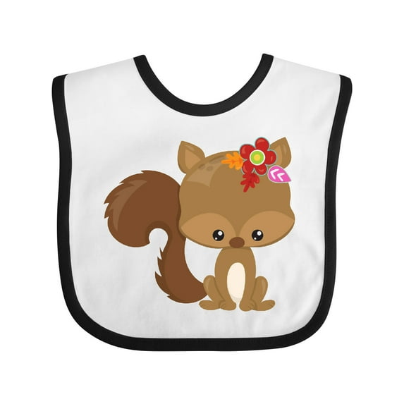 Inktastic Spring Animals, Cute Squirrel, Colorful Flowers Boys or Girls Baby Bib