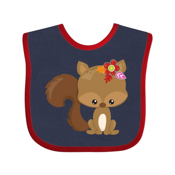 Inktastic Spring Animals, Cute Squirrel, Colorful Flowers Boys or Girls Baby Bib