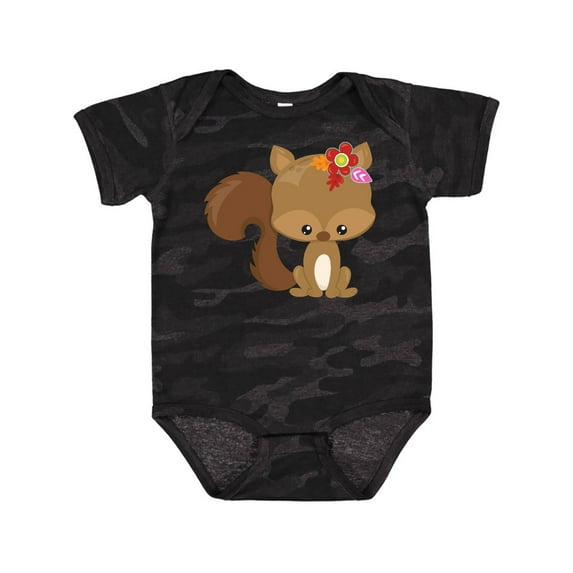 Inktastic Spring Animals, Cute Squirrel, Colorful Flowers Boys or Girls Baby Bodysuit