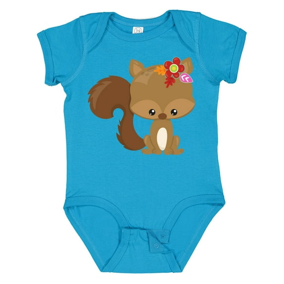 Inktastic Spring Animals, Cute Squirrel, Colorful Flowers Boys or Girls Baby Bodysuit