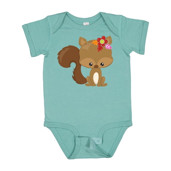 Inktastic Spring Animals, Cute Squirrel, Colorful Flowers Boys or Girls Baby Bodysuit