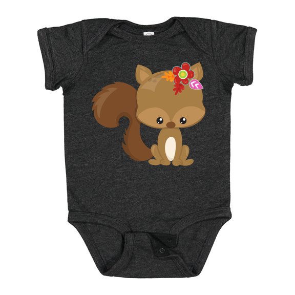 Inktastic Spring Animals, Cute Squirrel, Colorful Flowers Boys or Girls Baby Bodysuit