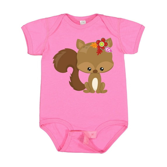 Inktastic Spring Animals, Cute Squirrel, Colorful Flowers Boys or Girls Baby Bodysuit