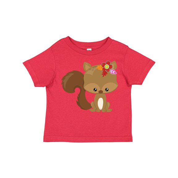 Inktastic Spring Animals, Cute Squirrel, Colorful Flowers Boys or Girls Toddler T-Shirt