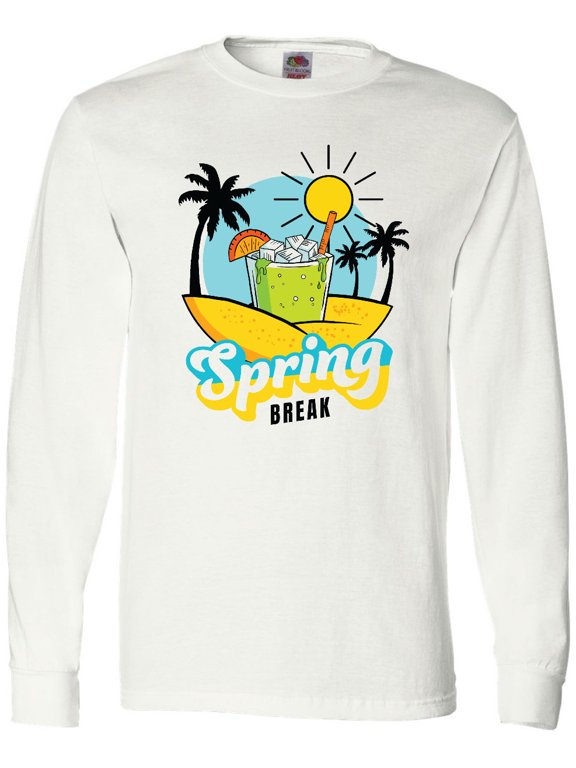 Spring Break Vacation and Sunshine with Drink on Beach Long Sleeve T-Shirt