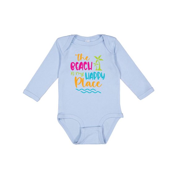 Inktastic Spring Break the Beach is My Happy Place Boys or Girls Long Sleeve Baby Bodysuit