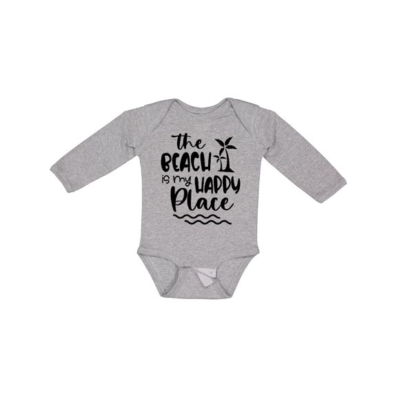 Inktastic Spring Break the Beach is My Happy Place Boys or Girls Long Sleeve Baby Bodysuit