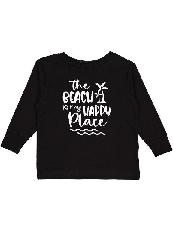 Spring Break the Beach is My Happy Place Boys or Girls Long Sleeve Toddler T-Shirt