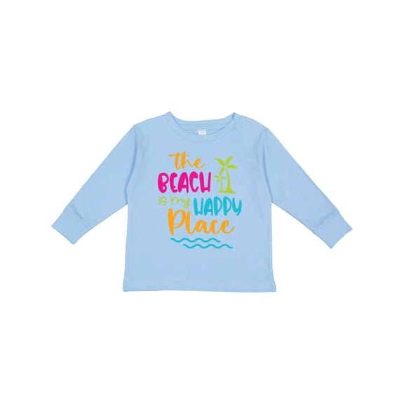 Inktastic Spring Break the Beach is My Happy Place Boys or Girls Long Sleeve Toddler T-Shirt